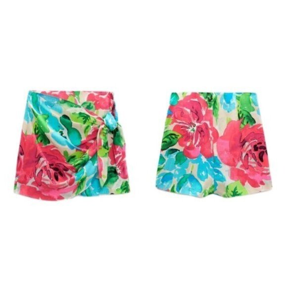 Zara Dresses & Skirts - ZARA FLORAL PRINT SKORT SS22 MULTICOLORED | 3735/247